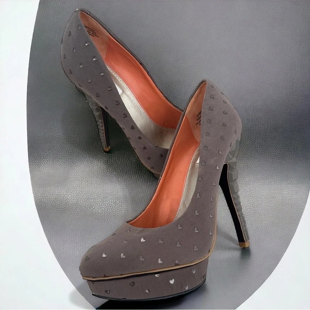 Rachel Roy Keedan Heart Print Sculpted Platform Stiletto Heels Size 7.5 Women’s